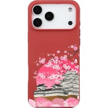 Casen iPhone 17 Pro Kırmızı Lansman Sakura Renkli Silikon Kılıfı