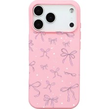 Casen iPhone 17 Pro Pembe Ribbon Stars Kamera Korumalı Premium Renkli Silikon Kılıf
