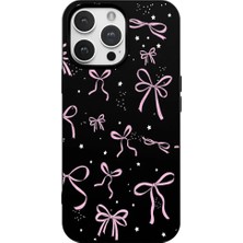 Casen iPhone 15 Pro Siyah Ribbon Stars Kamera Korumalı Premium Renkli Silikon Kılıf