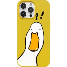 Casen iPhone 14 Pro Sarı What Duck Ördek Tasarımlı Kamera Korumalı Renkli Silikon Kılıf