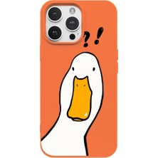 Casen iPhone 12 Pro Turuncu What Duck Ördek Tasarımlı Kamera Korumalı Renkli Silikon Kılıf