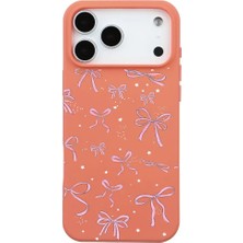 Casen iPhone 17 Pro Turuncu Ribbon Stars Kamera Korumalı Premium Renkli Silikon Kılıf