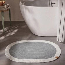 Cool Halı Glenn Oval Banyo Paspası Gri Yıkanabilir El Dokuma Örgü Klozet Önü Lavabo Önü Duş Önü Bohem Paspas