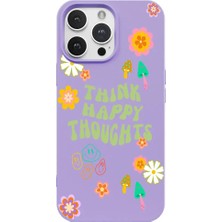 Casen iPhone 16 Pro Lila Think Happy Renkli Silikon Kılıfı