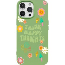 Casen iPhone 12 Pro Yeşil Think Happy Renkli Silikon Kılıfı
