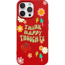 Casen iPhone 11 Pro Max Kırmızı Think Happy Renkli Silikon Kılıfı