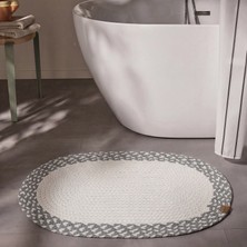 Cool Halı Glenn Krem Oval Banyo Paspası Yıkanabilir El Dokuma Örgü Lavabo Önü Tuvalet Önü Duş Önü Bohem Paspas