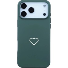 Casen iPhone 17 Pro Max Kaktüs Lansman Renkli Silikon Beyaz Kalp Desenli Kamera Korumalı Kılıf