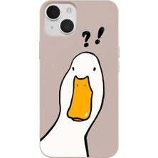 Casen iPhone 15 Plus Pudra What Duck Ördek Tasarımlı Kamera Korumalı Renkli Silikon Kılıf