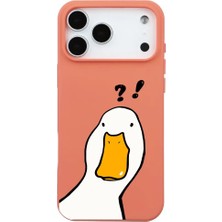 Casen iPhone 17 Pro Max Turuncu What Duck Ördek Tasarımlı Kamera Korumalı Renkli Silikon Kılıf