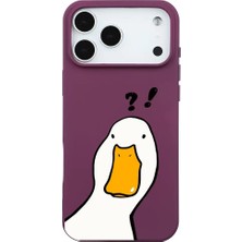 Casen iPhone 17 Pro Bordo What Duck Ördek Tasarımlı Kamera Korumalı Renkli Silikon Kılıf