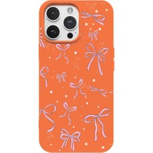 Casen iPhone 13 Pro Turuncu Ribbon Stars Kamera Korumalı Premium Renkli Silikon Kılıf