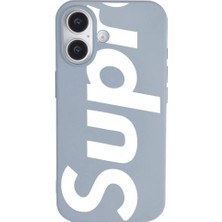 Casen iPhone 16 Plus Mavi Lansman Sup Tasarımlı Renkli Silikon Kılıfı