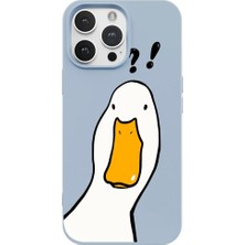 Casen iPhone 15 Pro Mavi What Duck Ördek Tasarımlı Kamera Korumalı Renkli Silikon Kılıf