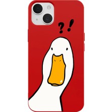 Casen iPhone 13 Kırmızı What Duck Ördek Tasarımlı Kamera Korumalı Renkli Silikon Kılıf