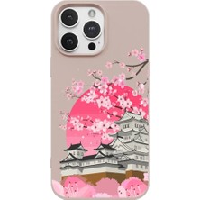 Casen iPhone 16 Pro Max Pudra Lansman Sakura Renkli Silikon Kılıfı