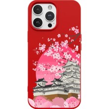 Casen iPhone 14 Pro Max Kırmızı Lansman Sakura Renkli Silikon Kılıfı