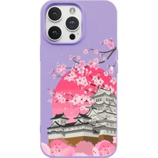 Casen iPhone 11 Pro Max Lila Lansman Sakura Renkli Silikon Kılıfı