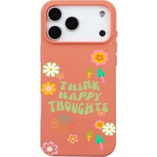 Casen iPhone 17 Pro Max Turuncu Think Happy Renkli Silikon Kılıfı