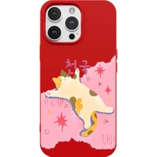 Casen iPhone 16 Pro Max Kırmızı Cat Sleeping Kamera Korumalı Premium Lansman Renkli Silikon Kılıfı