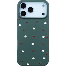 Casen iPhone 17 Pro Kaktüs Lansman Renkli Silikon Kiraz ve Çiçek Desenli Kamera Korumalı Kılıf