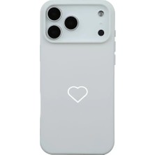 Casen iPhone 17 Pro Beyaz Lansman Renkli Silikon Beyaz Kalp Desenli Kamera Korumalı Kılıf