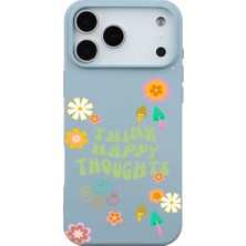 Casen iPhone 17 Pro Max Bebe Mavisi Think Happy Renkli Silikon Kılıfı