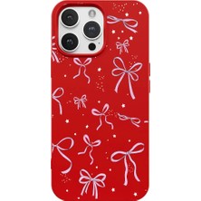 Casen iPhone 14 Pro Kırmızı Ribbon Stars Kamera Korumalı Premium Renkli Silikon Kılıf