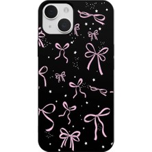 Casen iPhone 14 Siyah Ribbon Stars Kamera Korumalı Premium Renkli Silikon Kılıf