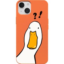 Casen iPhone 12 Turuncu What Duck Ördek Tasarımlı Kamera Korumalı Renkli Silikon Kılıf
