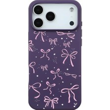 Casen iPhone 17 Pro Max Mor Ribbon Stars Kamera Korumalı Premium Renkli Silikon Kılıf