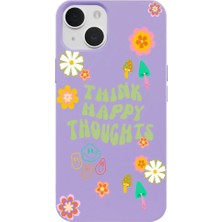 Casen iPhone 13 Mini Lila Think Happy Renkli Silikon Kılıfı