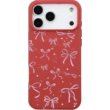 Casen iPhone 17 Pro Kırmızı Ribbon Stars Kamera Korumalı Premium Renkli Silikon Kılıf