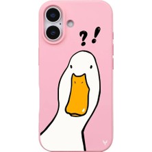 Casen iPhone 17 Pembe What Duck Ördek Tasarımlı Kamera Korumalı Renkli Silikon Kılıf