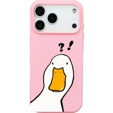 Casen iPhone 17 Pro Pembe What Duck Ördek Tasarımlı Kamera Korumalı Renkli Silikon Kılıf