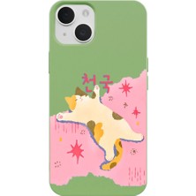 Casen iPhone 11 Yeşil Cat Sleeping Kamera Korumalı Premium Lansman Renkli Silikon Kılıfı