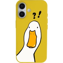 Casen iPhone 16 Sarı What Duck Ördek Tasarımlı Kamera Korumalı Renkli Silikon Kılıf