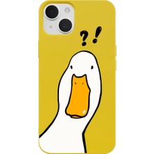 Casen iPhone 15 Plus Sarı What Duck Ördek Tasarımlı Kamera Korumalı Renkli Silikon Kılıf