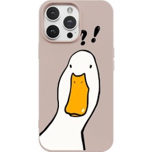 Casen iPhone 15 Pro Pudra What Duck Ördek Tasarımlı Kamera Korumalı Renkli Silikon Kılıf