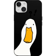 Casen iPhone 15 Plus Siyah What Duck Ördek Tasarımlı Kamera Korumalı Renkli Silikon Kılıf