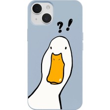 Casen iPhone 13 Mavi What Duck Ördek Tasarımlı Kamera Korumalı Renkli Silikon Kılıf