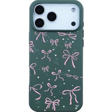 Casen iPhone 17 Pro Yeşil Ribbon Stars Kamera Korumalı Premium Renkli Silikon Kılıf