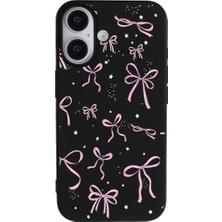 Casen iPhone 17 Siyah Ribbon Stars Kamera Korumalı Premium Renkli Silikon Kılıf