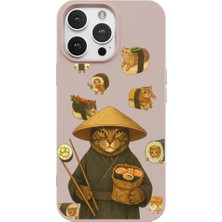 Casen iPhone 11 Pro Pudra Kedi Tasarımlı Gimbap Cat Renkli Silikon Telefon Kılıfı
