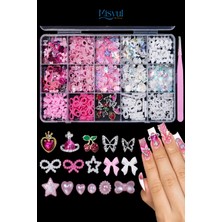Misyul Tırnak Süsleme Pink Prenses Charm Seti, Nail Art Tırnak Süslemesi