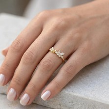 Fashion Çiçek ve Kelebek Figürlü Zirkon Taşlı Ayarlanabilir Yüzük