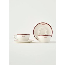 Bella Maison Bonheur 2'li Porselen Çay Fincanı Bordo (270 Cc)