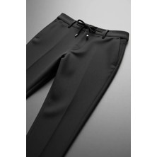 D'S Damat Slim Fit Antrasit Beli Lastikli Bağcıklı Fermuarlı Likralı Rahat Jogger Pantolon 2HC03ORTJGR01