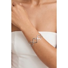 Bacc Silver Yonca Desenli Manşet Bileklik