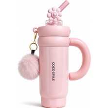 Vagonlife Cocosmile 950ML Çelik Termos 950 ml Vakumlu Paslanmaz Çelik Termos CS-8826 Pembe
